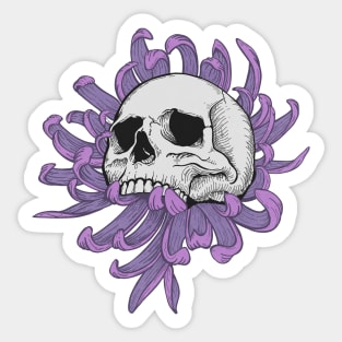 Chrysanthemum Skull Whimsigoth Design Sticker